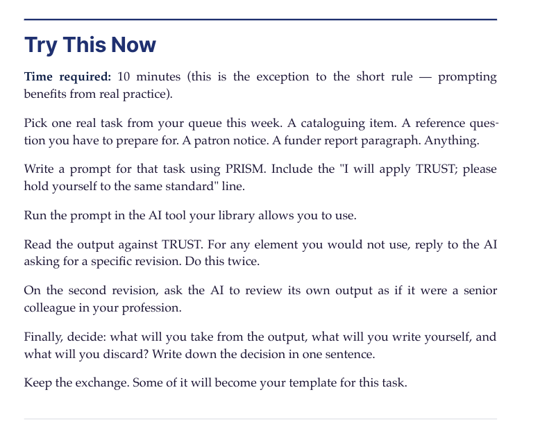 AI+ Librarians — Try This Now Exercises