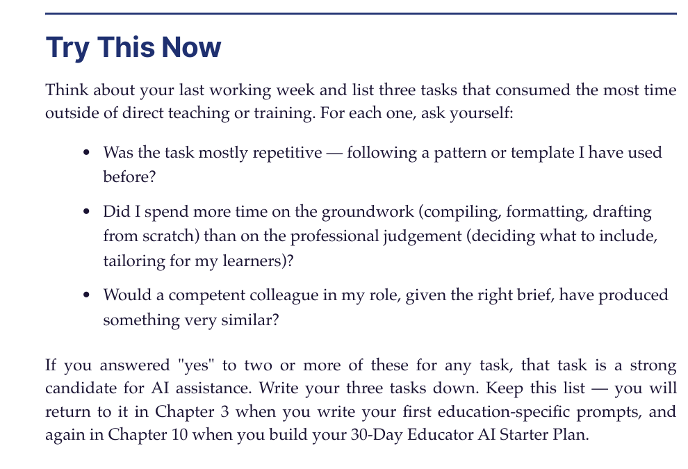 AI+ Educators — Try This Now Exercises